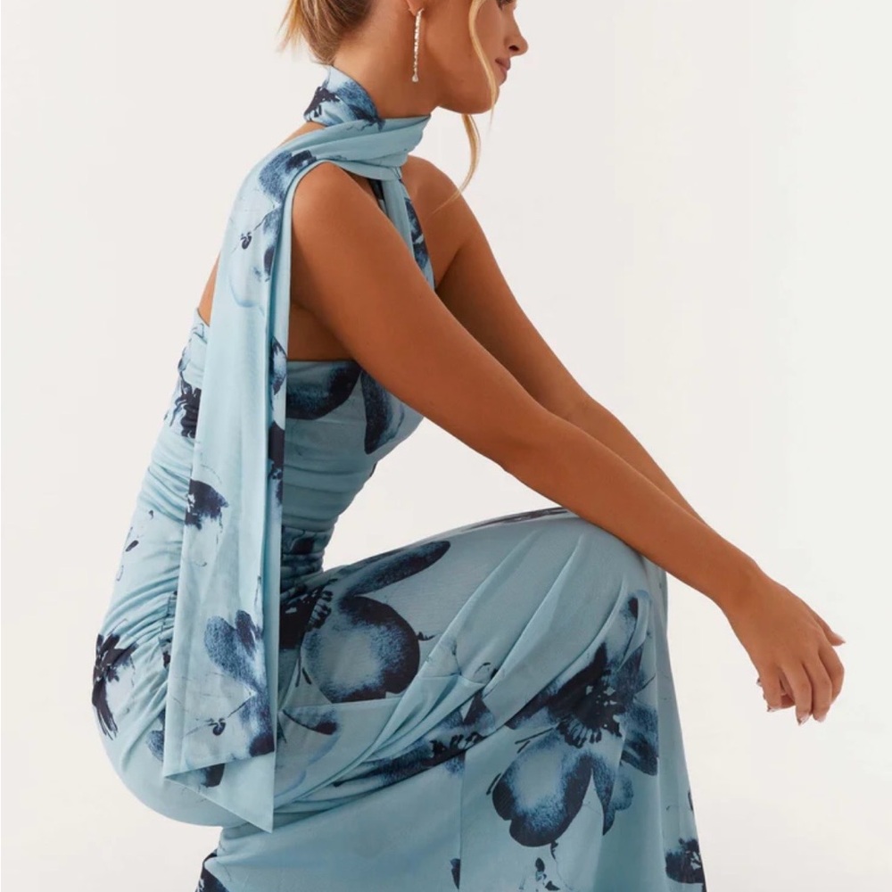 Peppermayo Light Blue Floral Maxi Dress with Navy Prints - Picture 3 of 7